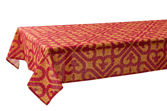 Sitges - Tovaglia Cuore Arancio Giallo 150X300 8 Tovaglioli