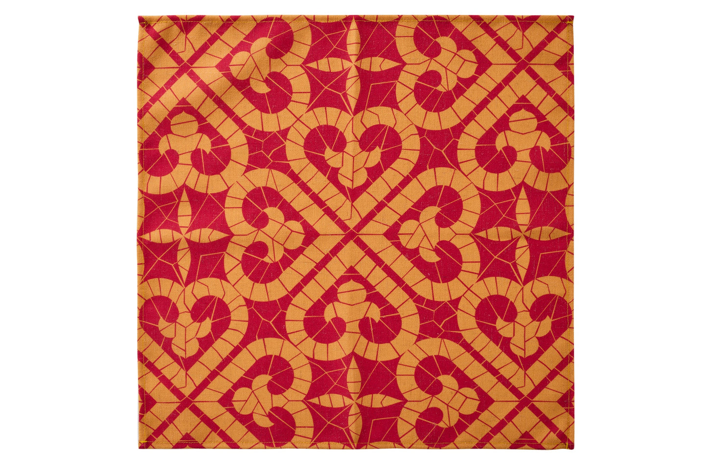 Sitges - Tovaglia Cuore Arancio Giallo 150X300 8 Tovaglioli