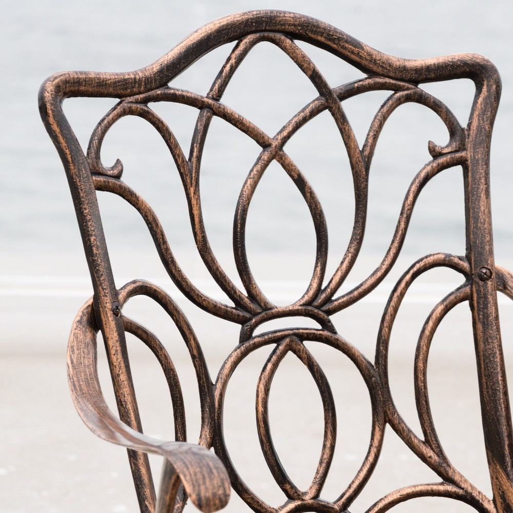 Set da pranzo da esterno in alluminio pressofuso da 7 pezzi Haitian di Christopher Knight Home