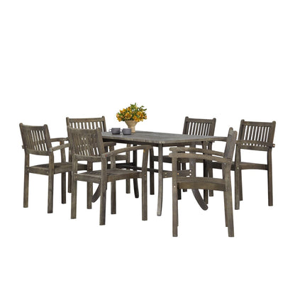 Set di tavolo e sedie impilabili Hakan Wood Patio con gambe curve