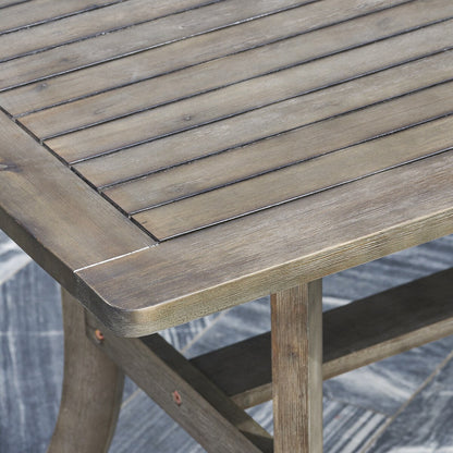 Set di tavolo e sedie impilabili Hakan Wood Patio con gambe curve