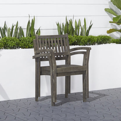 Set di tavolo e sedie impilabili Hakan Wood Patio con gambe curve