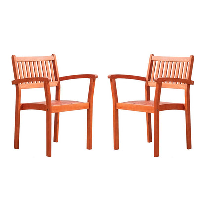 Set di tavolo e sedie impilabili Hakan Wood Patio con gambe curve