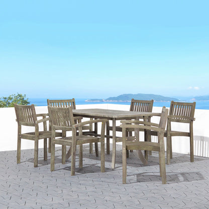Set di tavolo e sedie impilabili Hakan Wood Patio con gambe curve