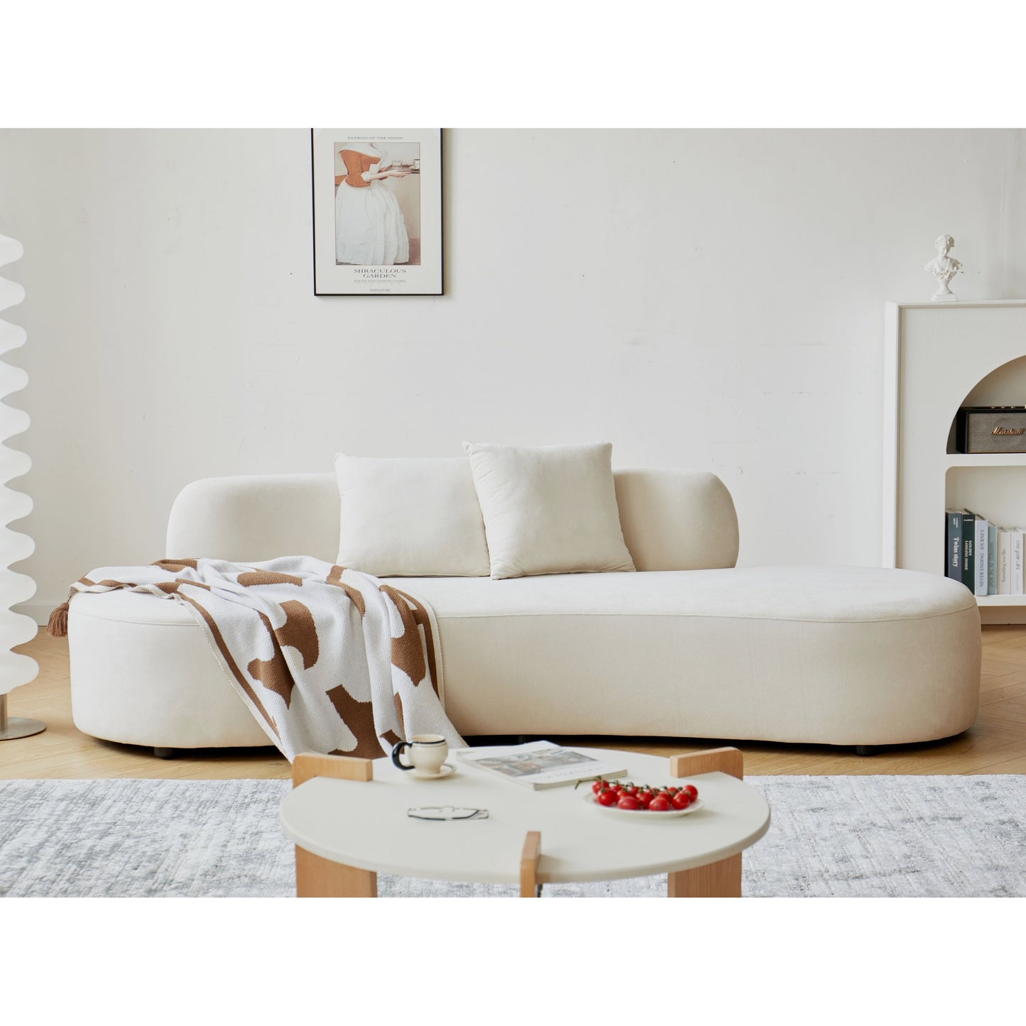 Divano da soggiorno curvo in velluto a mezzaluna da 90,2 pollici