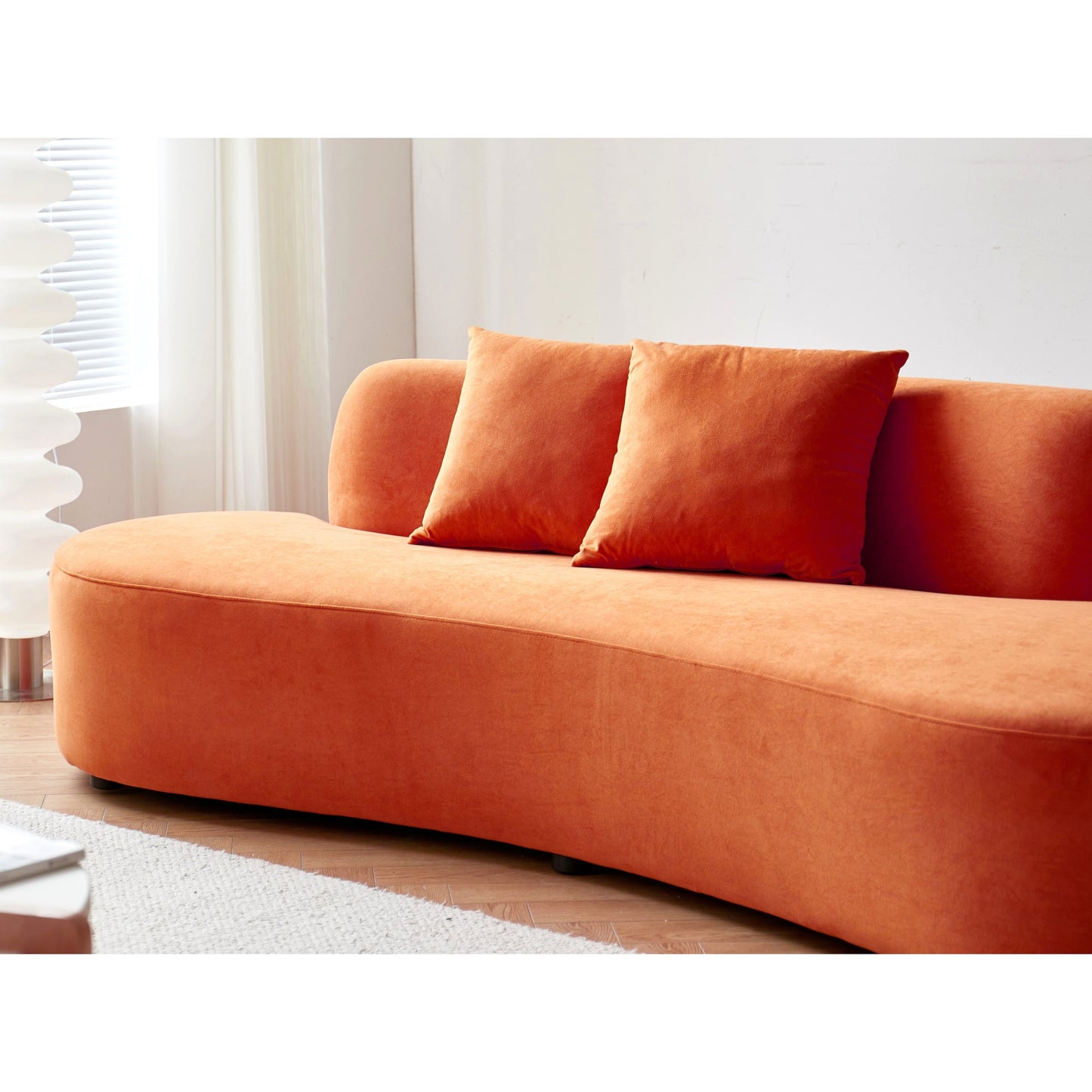 Divano da soggiorno curvo in velluto a mezzaluna da 90,2 pollici