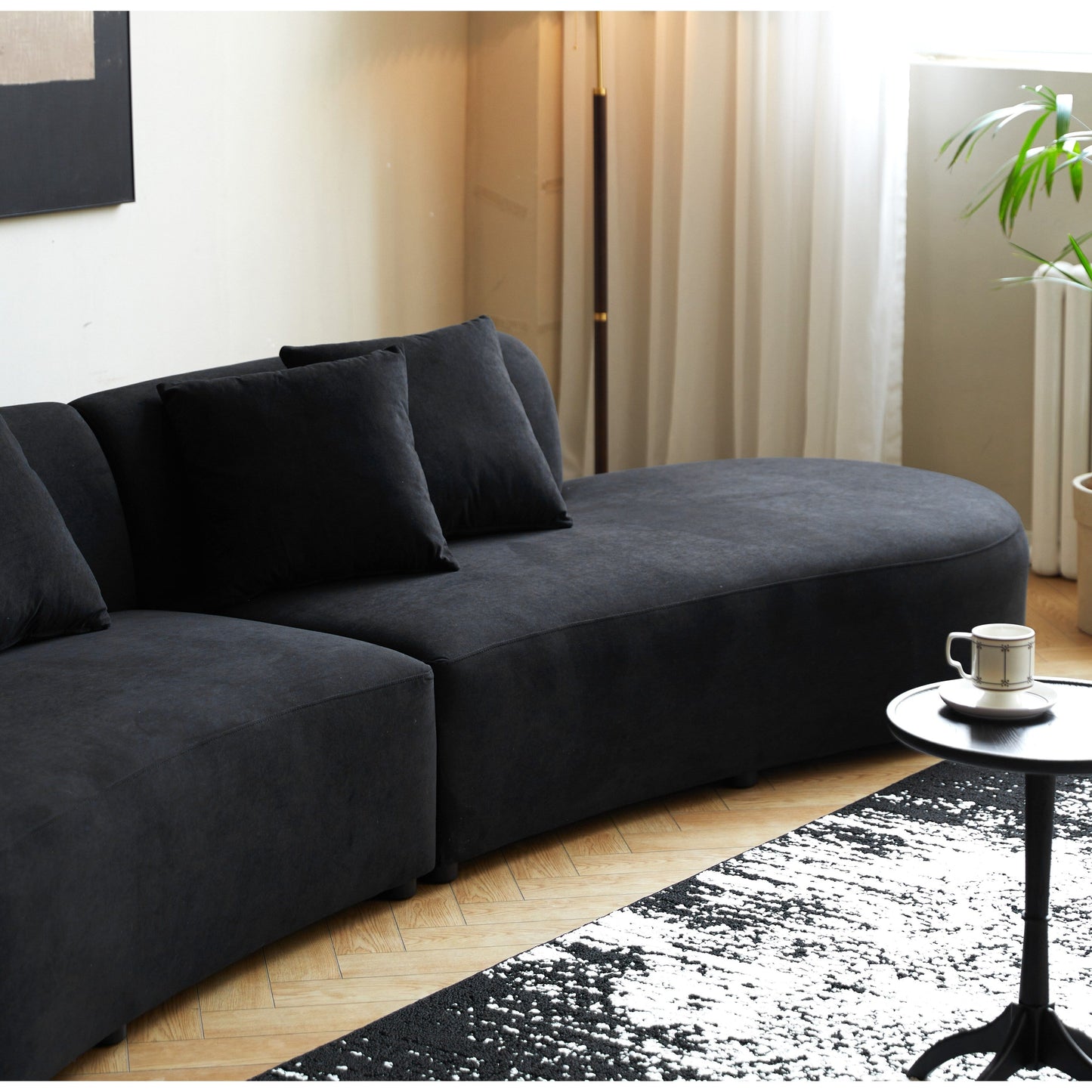 Divano da soggiorno curvo in velluto a mezzaluna da 90,2 pollici