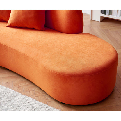 Divano da soggiorno curvo in velluto a mezzaluna da 90,2 pollici