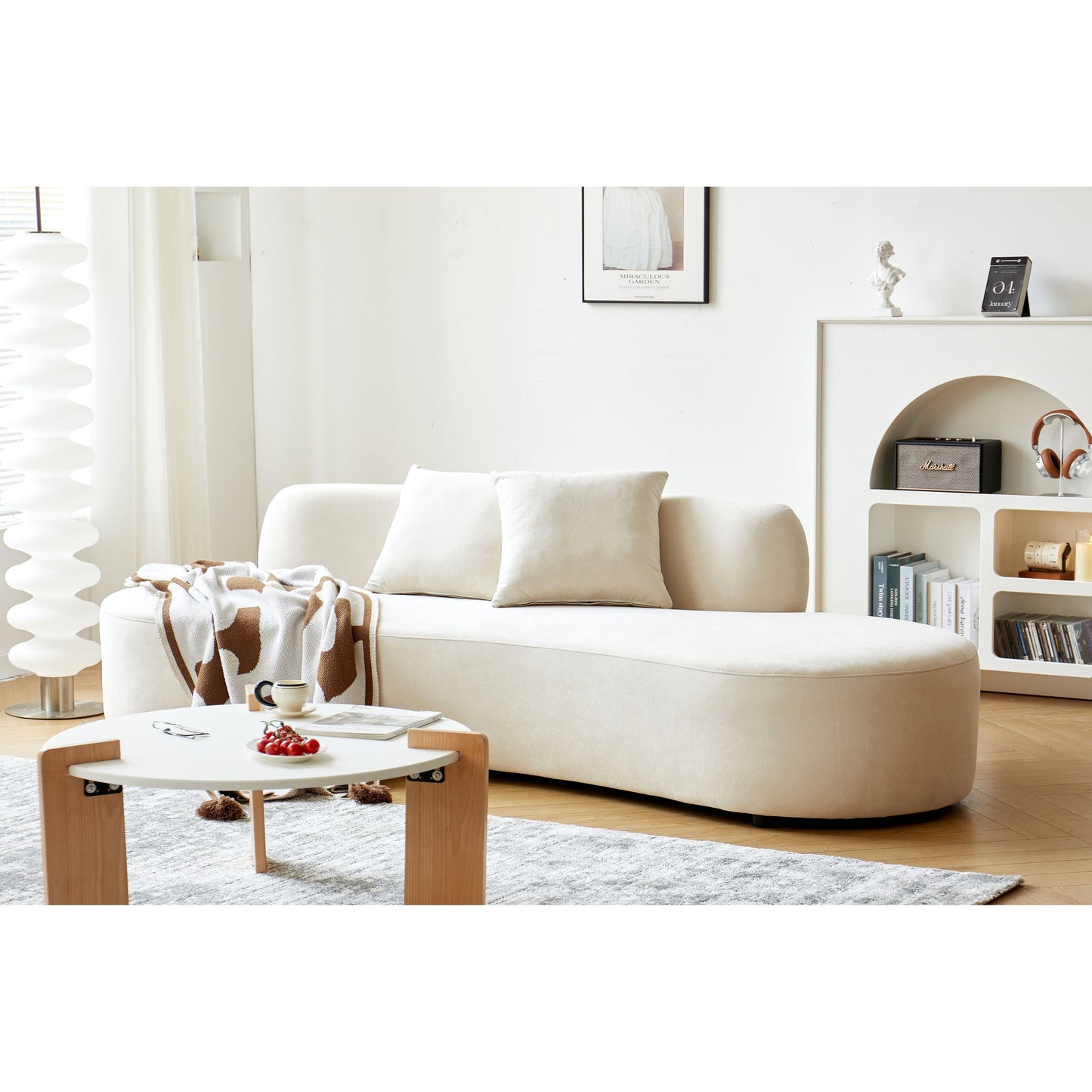 Divano da soggiorno curvo in velluto a mezzaluna da 90,2 pollici