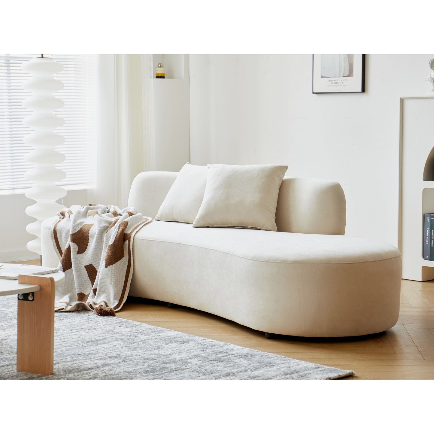 Divano da soggiorno curvo in velluto a mezzaluna da 90,2 pollici