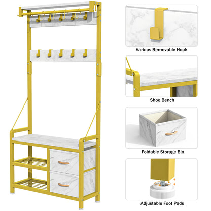 Appendiabiti con panca, divisibile in panca per scarpe indipendente e portaoggetti da parete