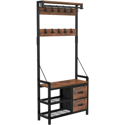 Appendiabiti con panca, divisibile in panca per scarpe indipendente e portaoggetti da parete