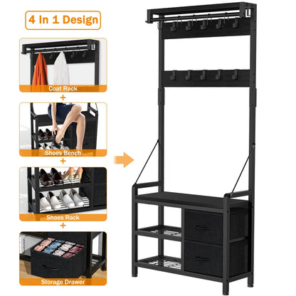 Appendiabiti con panca, divisibile in panca per scarpe indipendente e portaoggetti da parete