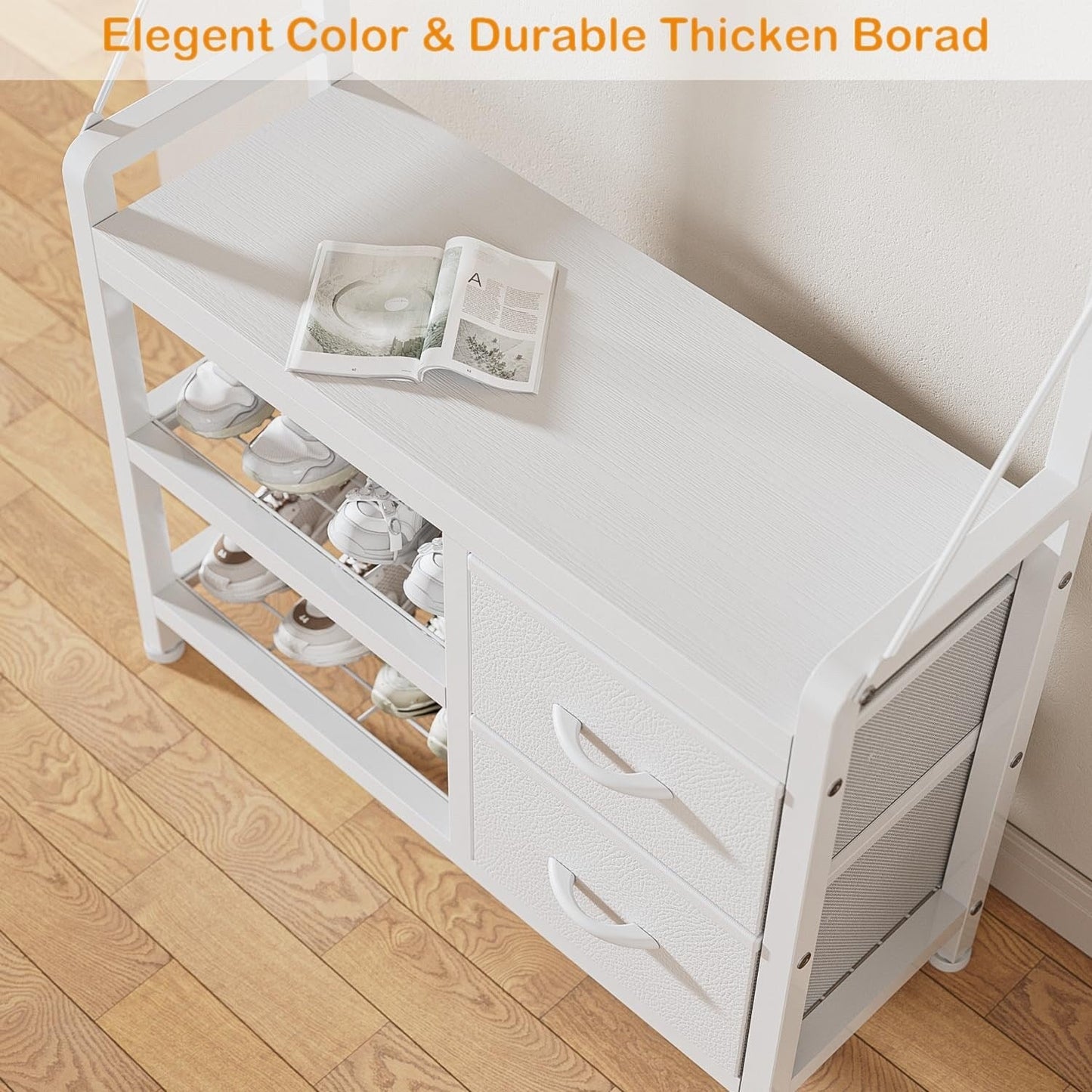 Appendiabiti con panca, divisibile in panca per scarpe indipendente e portaoggetti da parete