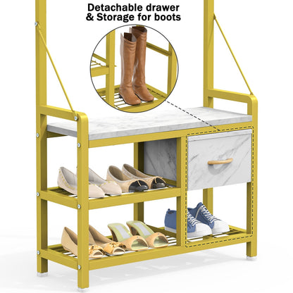 Appendiabiti con panca, divisibile in panca per scarpe indipendente e portaoggetti da parete