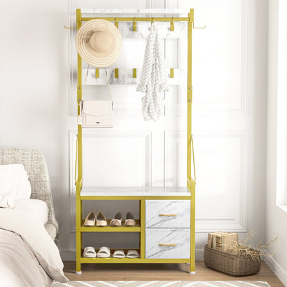 Appendiabiti con panca, divisibile in panca per scarpe indipendente e portaoggetti da parete