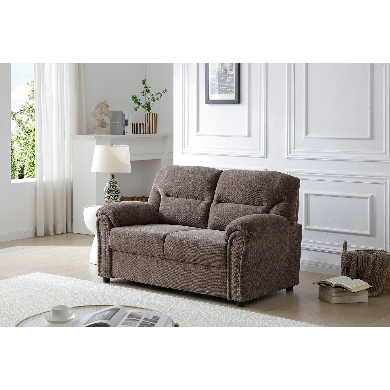 Divano dritto Hamilton da 60 pollici con braccioli pillow top in poliestere