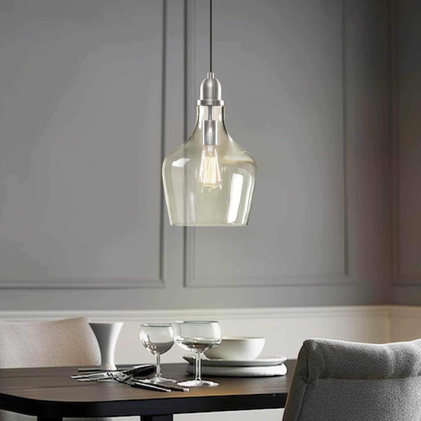 Lampada a sospensione in vetro a forma di campana INK+IVY Auburn