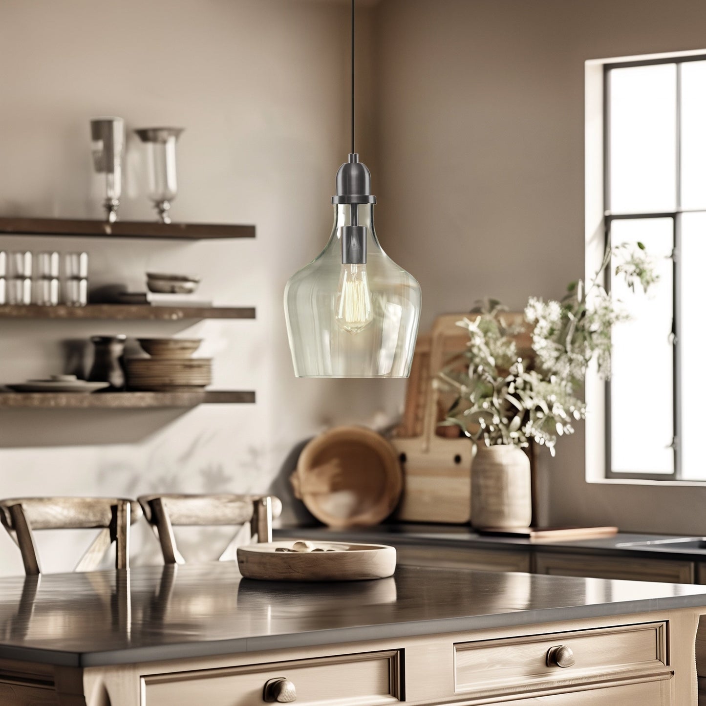 Lampada a sospensione in vetro a forma di campana INK+IVY Auburn