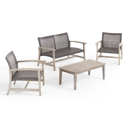 Set da esterno Hampton Outdoor da 4 pezzi in acacia di Christopher Knight Home