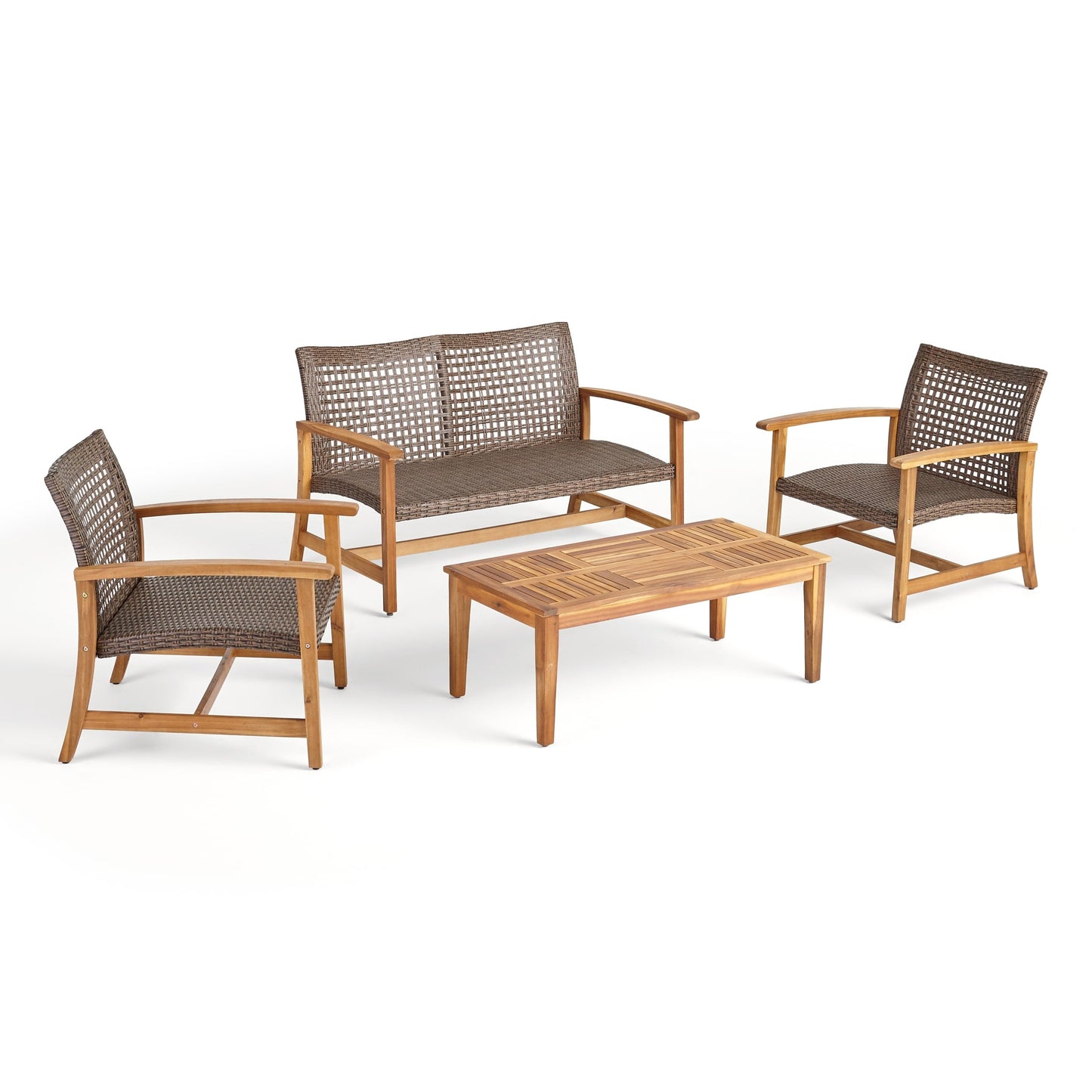 Set da esterno Hampton Outdoor da 4 pezzi in acacia di Christopher Knight Home