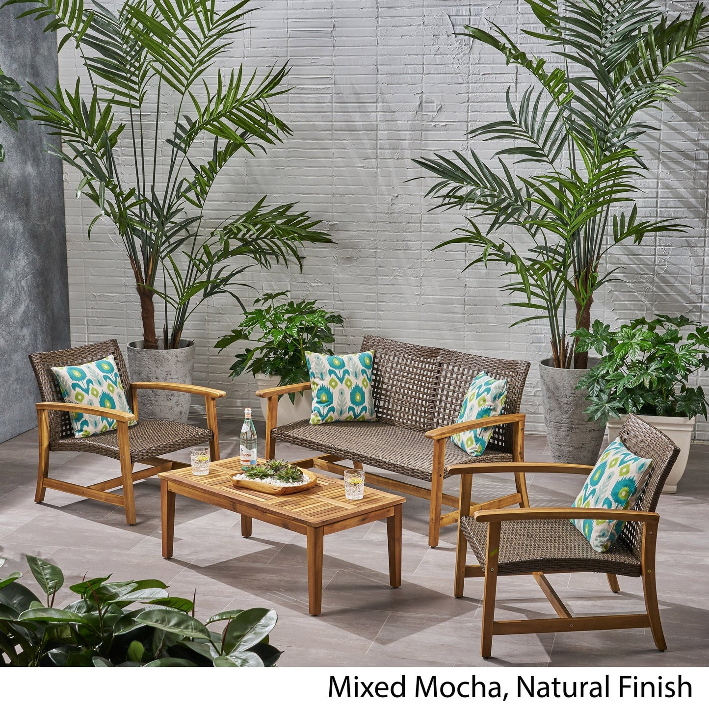 Set da esterno Hampton Outdoor da 4 pezzi in acacia di Christopher Knight Home