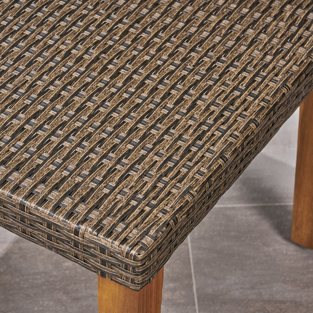 Set da esterno Hampton da 9 pezzi in legno/vimini di Christopher Knight Home