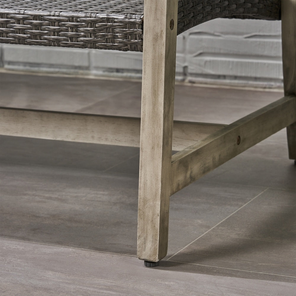 Set da esterno Hampton da 9 pezzi in legno/vimini di Christopher Knight Home