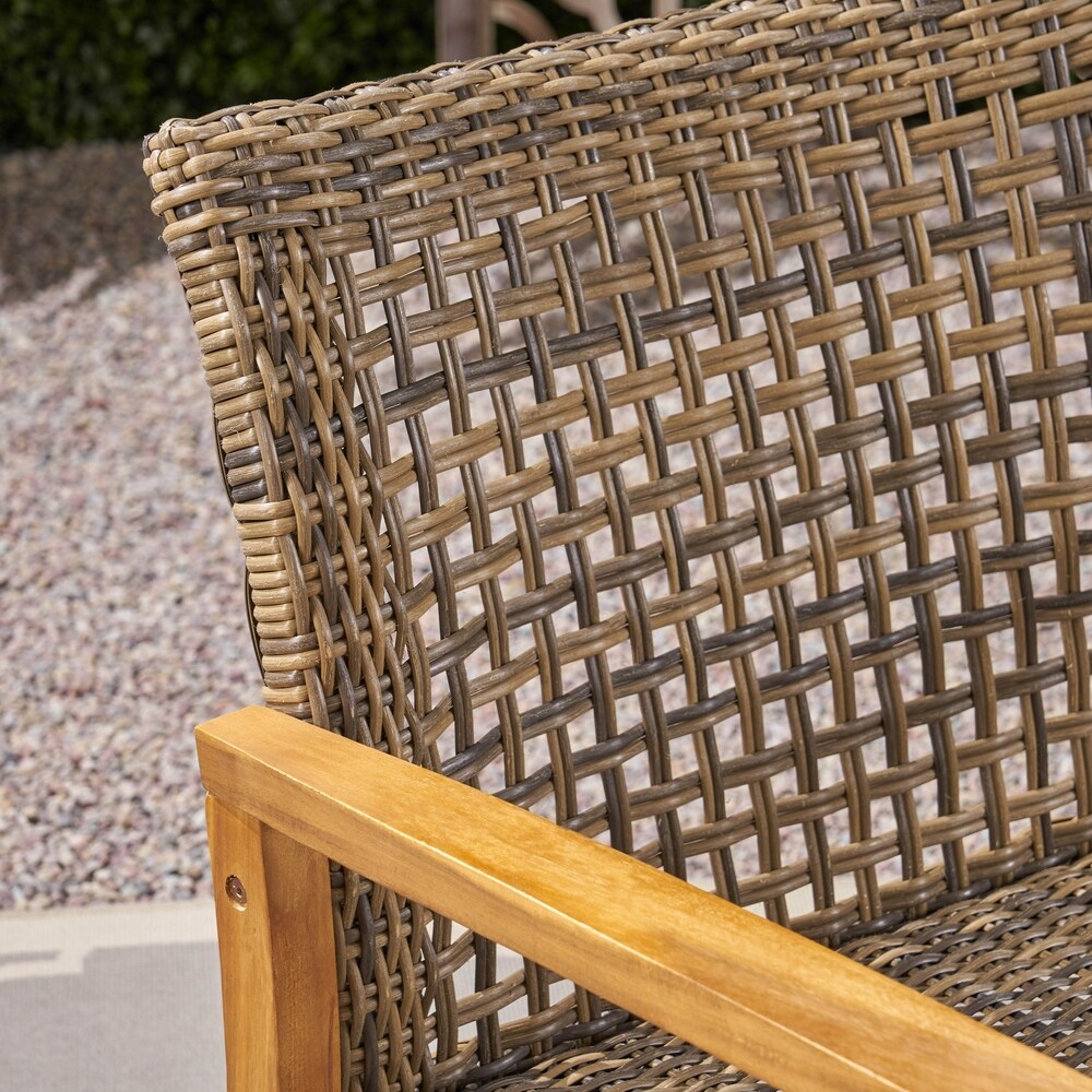 Set da esterno Hampton da 9 pezzi in legno/vimini di Christopher Knight Home