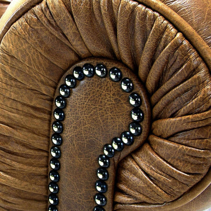 Divano Chesterfield Hancock in pelle italiana pieno fiore trapuntata - 31 A x 86 L x 40 P