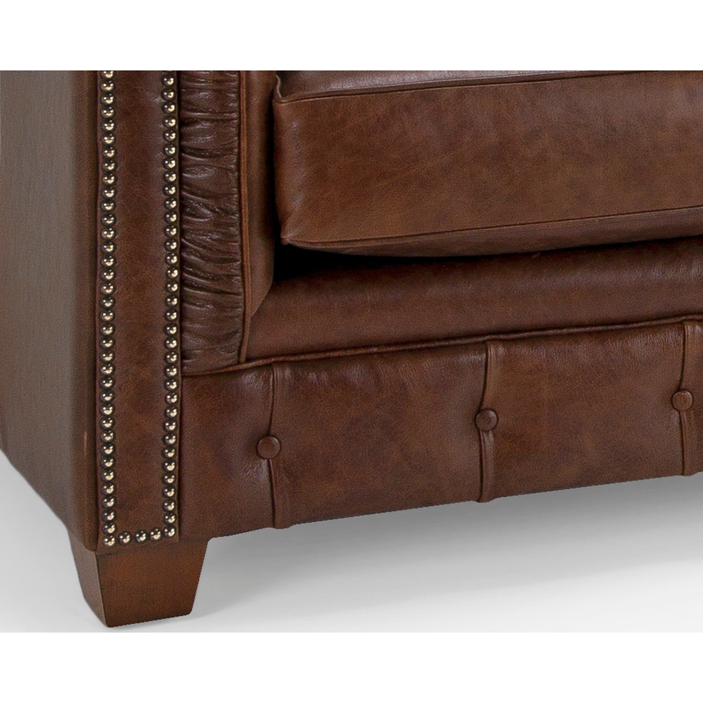 Divano Chesterfield Hancock in pelle italiana pieno fiore trapuntata - 31 A x 86 L x 40 P