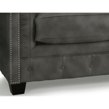 Divano Chesterfield Hancock in pelle italiana pieno fiore trapuntata - 31 A x 86 L x 40 P