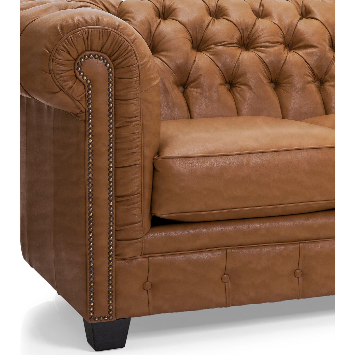 Divano Chesterfield Hancock in pelle italiana pieno fiore trapuntata - 31 A x 86 L x 40 P