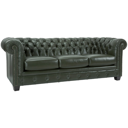 Divano Chesterfield Hancock in pelle italiana pieno fiore trapuntata - 31 A x 86 L x 40 P