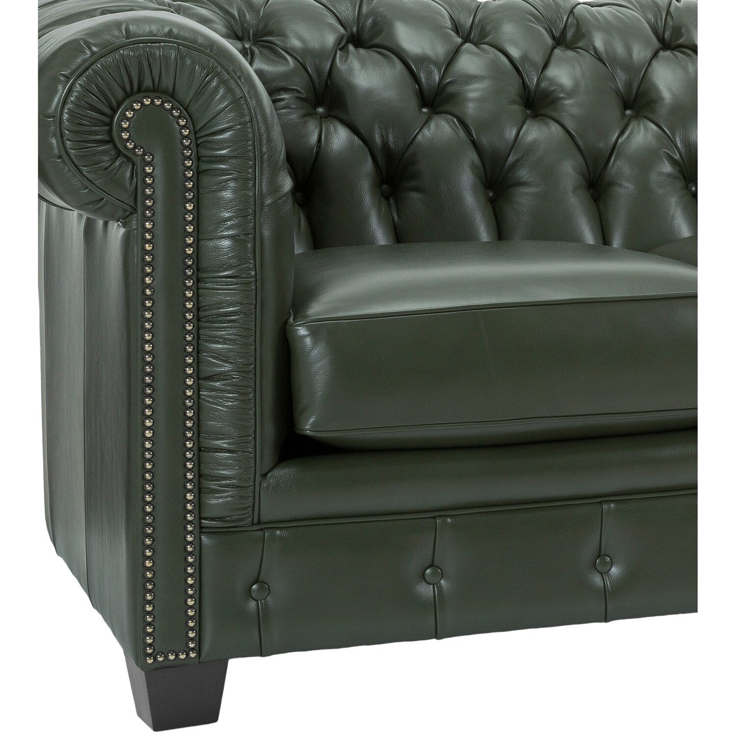 Divano Chesterfield Hancock in pelle italiana pieno fiore trapuntata - 31 A x 86 L x 40 P