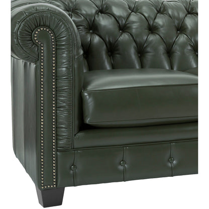 Divano Chesterfield Hancock in pelle italiana pieno fiore trapuntata - 31 A x 86 L x 40 P
