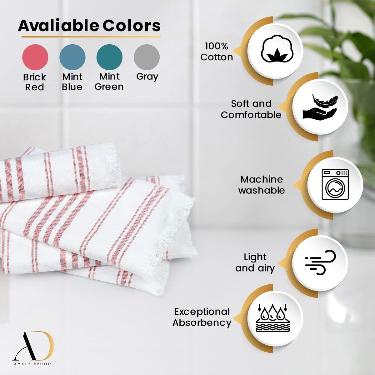 Asciugamani da cucina ad asciugatura rapida 16 x 28 pollici di Ample Decor - 2 pezzi