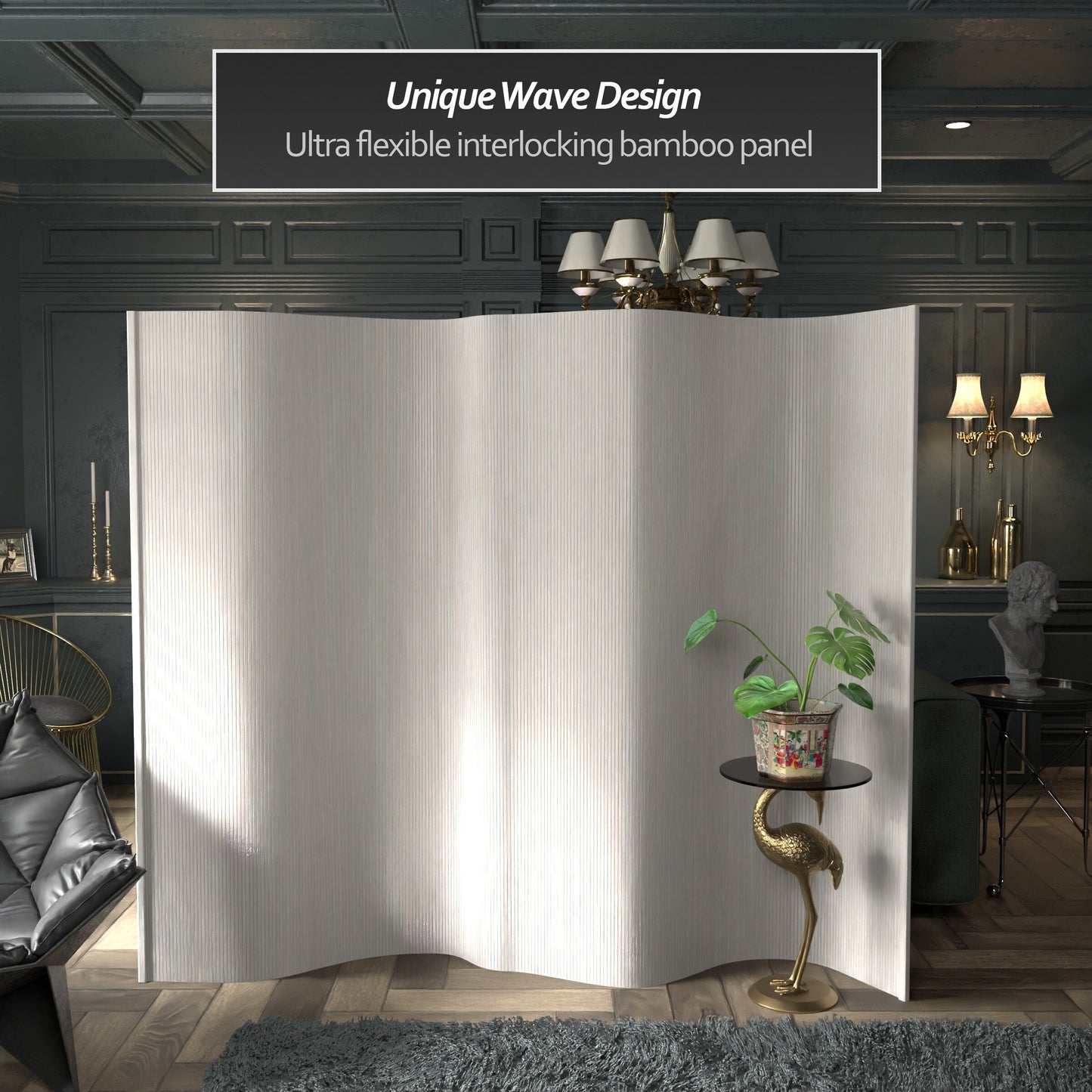 Paravento fatto a mano in bambù ondulato da 6 piedi (Cina)