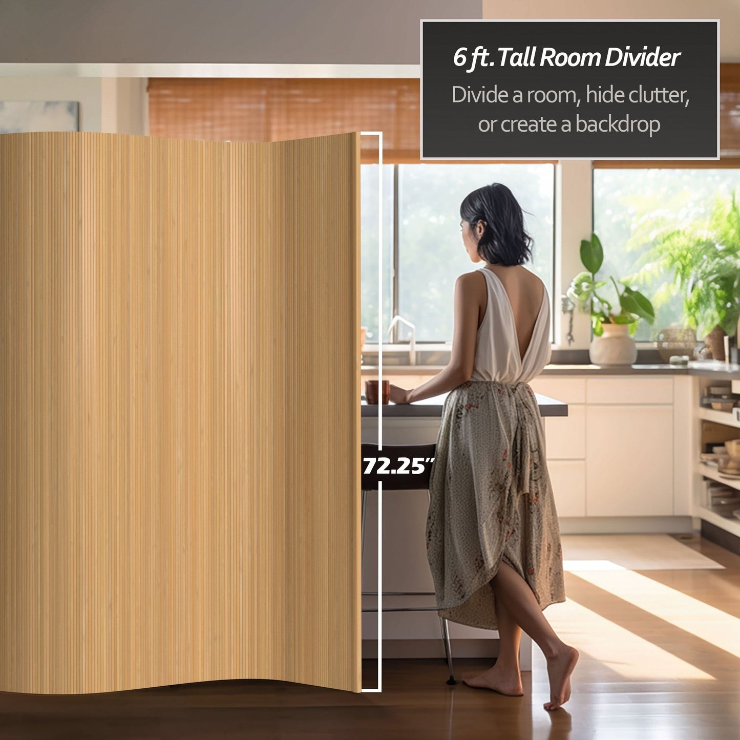 Paravento fatto a mano in bambù ondulato da 6 piedi (Cina)