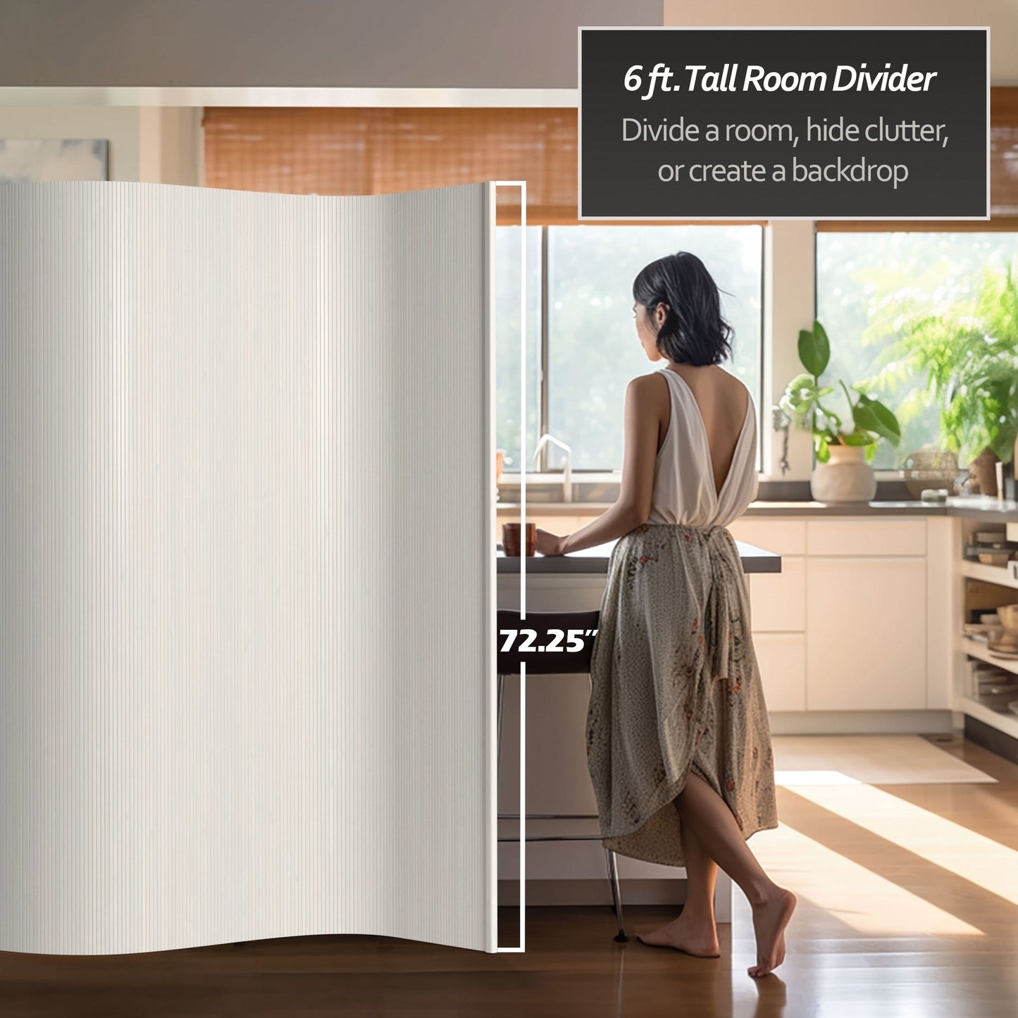 Paravento fatto a mano in bambù ondulato da 6 piedi (Cina)