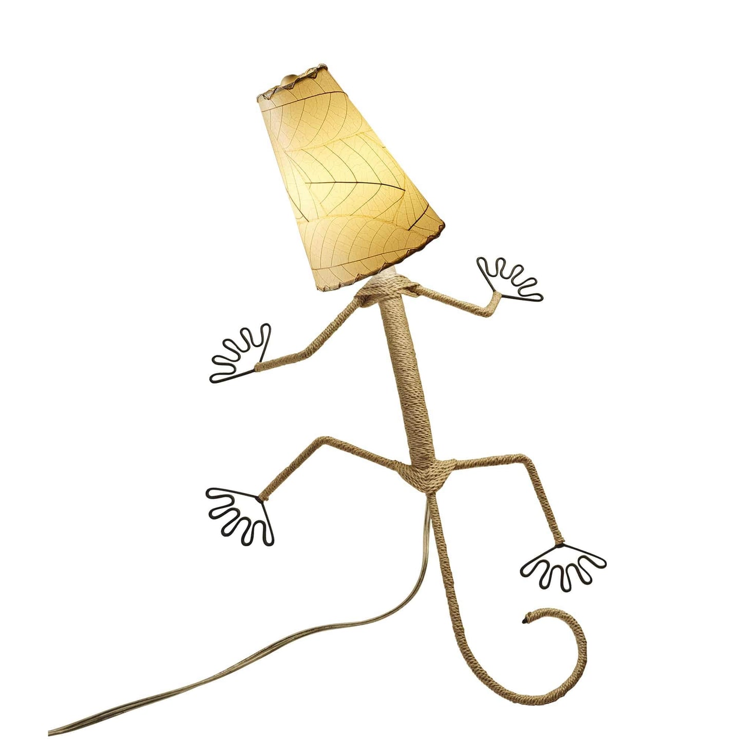 Lampada da parete Gecko fatta a mano Eangee, paralume in foglie di cacao, 16 x 7 x 24 pollici - 16 x 7 x 24