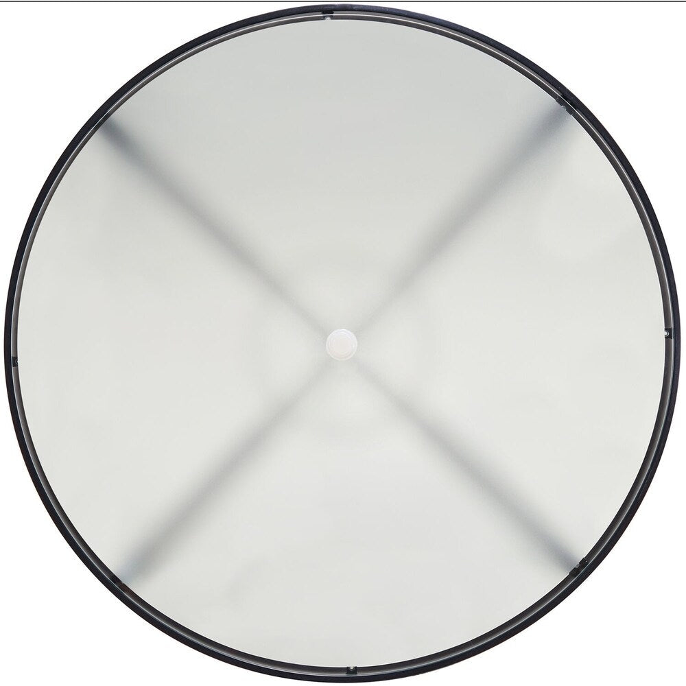 Set da pranzo Hanover Lavallette da 5 pezzi in blu oceano con 4 sedie fisse, tavolo rotondo con piano in vetro da 52 pollici, ombrellone e base