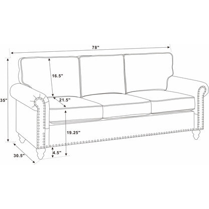 Divano Harbor da 78'' in misto lino con gambe in legno massello