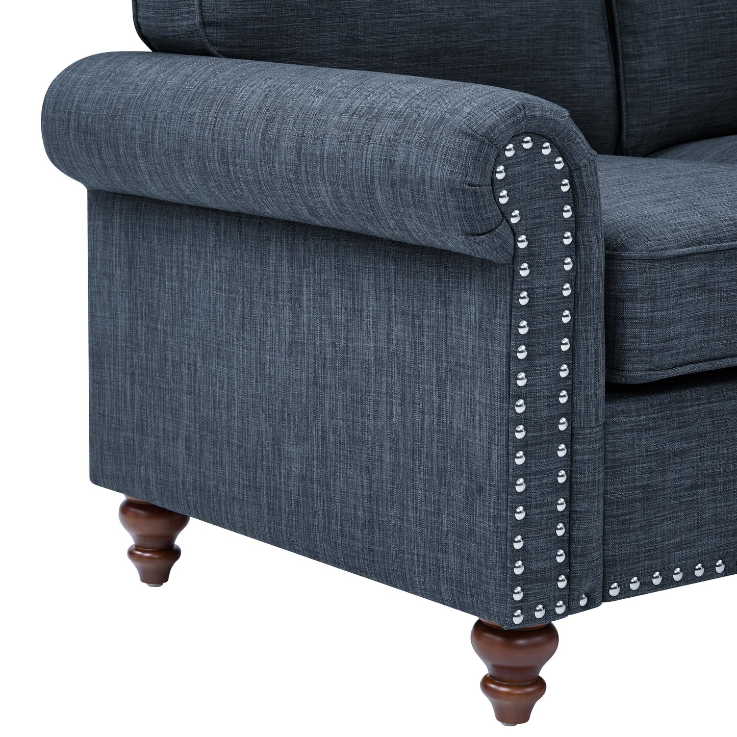 Divano Harbor da 78'' in misto lino con gambe in legno massello