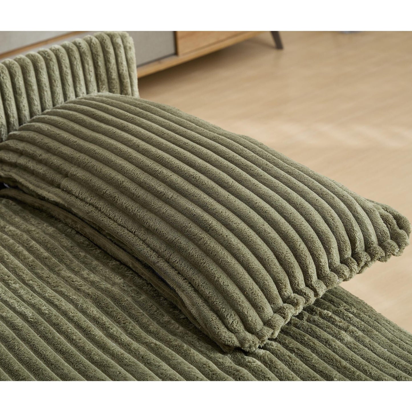 Divano letto oversize in velluto a coste Harmonia 109 W, chaise longue doppia con seduta profonda e 4 cuscini