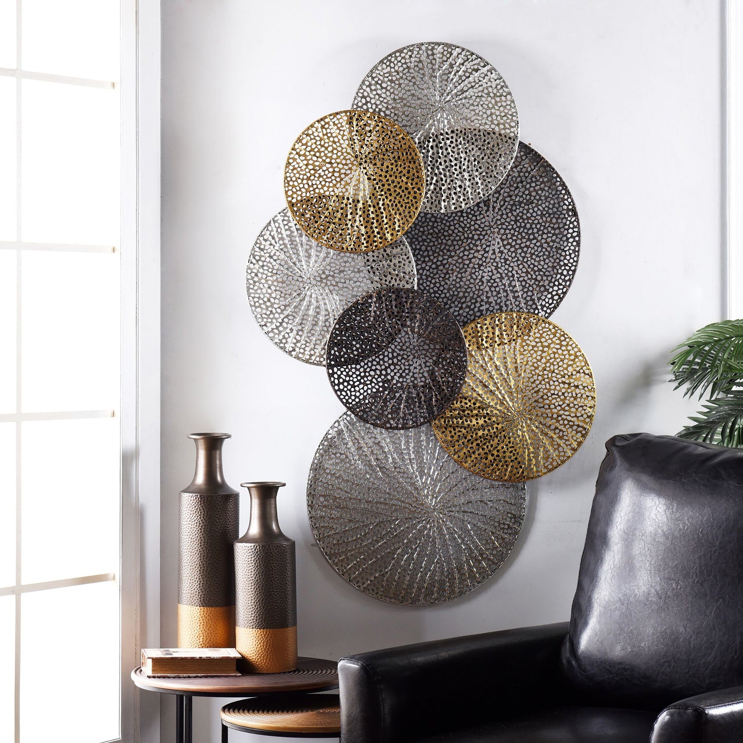 Arpa e puntale Sahara, decorazione murale in metallo multicolore