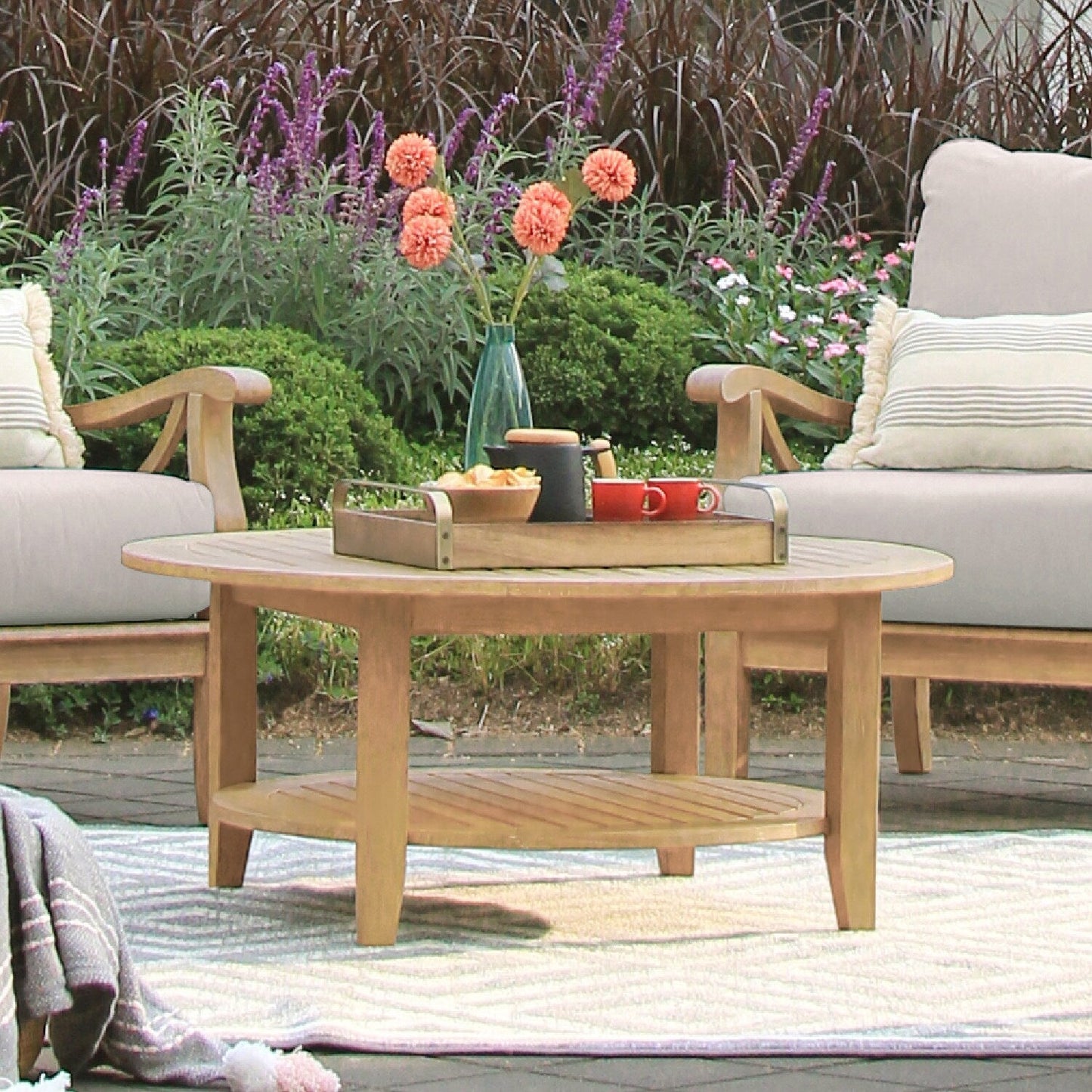Set da conversazione per patio in teak Cambridge Casual Lowell da 5 pezzi
