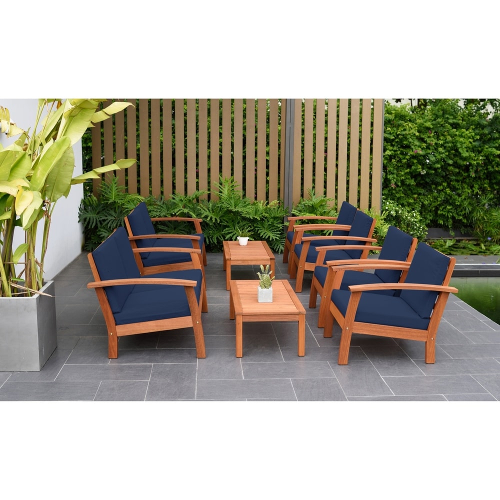 Set di 8 posti a sedere per esterni in legno certificato FSC Amazonia