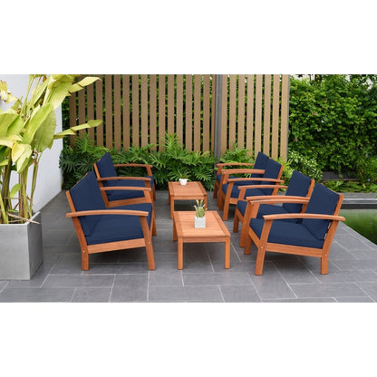 Set di 8 posti a sedere per esterni in legno certificato FSC Amazonia