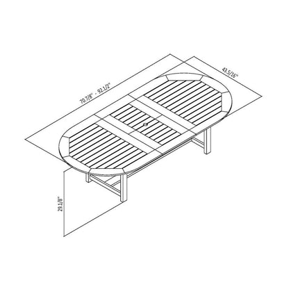 Set da pranzo ovale estensibile per patio da esterno da 9 pezzi - 9 pezzi